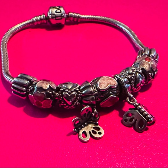 Friendship Forever Bracelet Authentic Pandora Sterling Silver Pink Hearts. - Picture 7 of 7